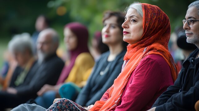 48. A multi-faith gathering celebrating diversity in a park