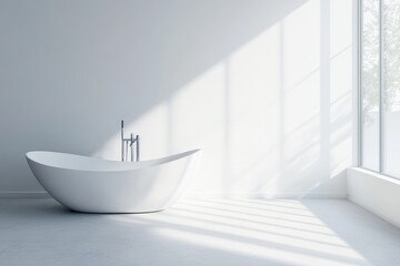 White Modern Bathroom Interior with Luxury Tub and Contemporary Design