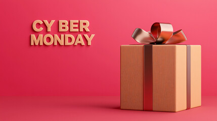A festive gift box symbolizes Cyber Monday shopping excitement