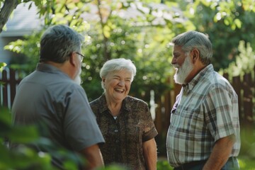 Obraz premium A group of older adults stand united, conveying friendship and community