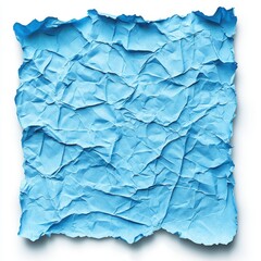 Obraz premium Crumpled blue paper background texture for creative design projects, presentations, or artistic endeavors, white background