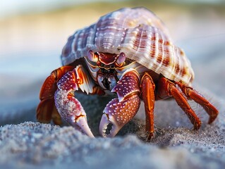 Hermit Crab Scuttling on Remote Beach