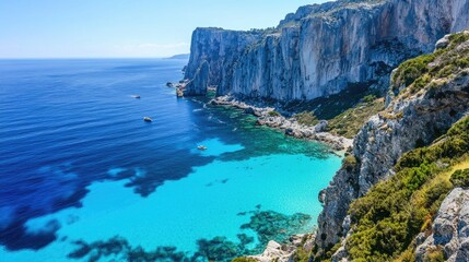 Obraz premium coastline of Sardinia, with sparkling blue waters and coastal cliffs