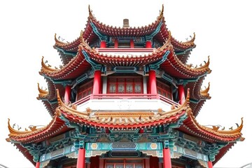 A colorful building with a clock on the roof, suitable for urban or futuristic themes