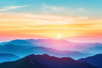 Sunrise Silhouette over Mountain Ridge