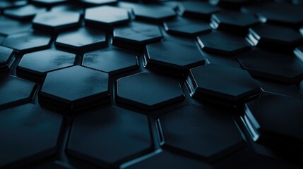 Fototapeta premium Onyx Hexagonal Network. Cutting-edge Technology in Dark Abstract Design