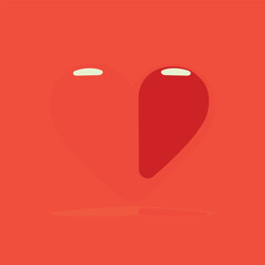 Red heart on a red background with sparkling elements