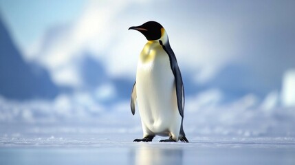 Naklejka premium Emperor penguin, flightless aquatic bird. Generative AI