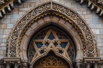 Fototapeta premium Synagogue Facade: Intricate Details Close-Up