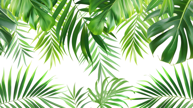 Exotic green tropical summer plant palm leaves branch isolated on withe background 