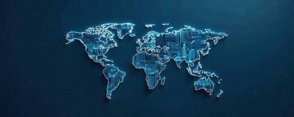 World map showing environmental device integration, world earth device, global eco-tech concept,