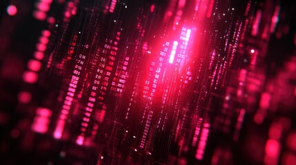 Fototapeta premium Abstract Digital Data Flow with Glowing Pink Lines