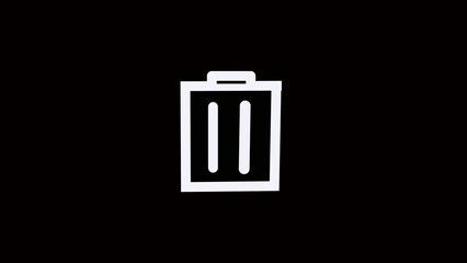 Trash Can Delete Remove Flat Icon On Black Background. Basket line vector icon for websites.