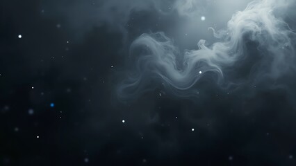 Obraz premium A black background enveloped in dark, swirling mist with subtle light accents. The moody atmosphere and ethereal fog create a mysterious, otherworldly visual effect.