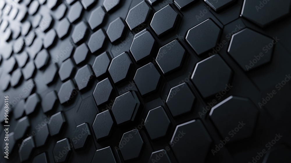 Wall mural hexagonal hive: futuristic high-tech dark background with hexagonal cellular structure