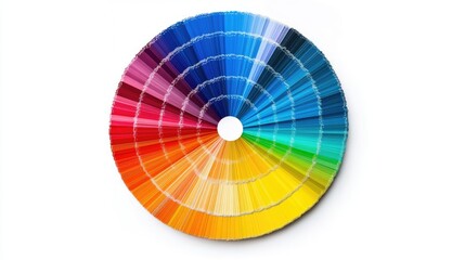 Obraz premium Full color wheel with clear divisions of warm and cool colors, vibrant reds, oranges, and yellows transitioning to blues and purples, isolated on white