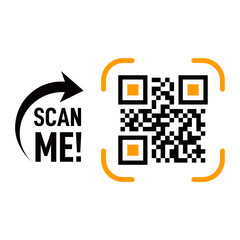 Scan me qr code on transparent background, Scan me labels sticker png
