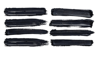 Set of black marker paint texture. Strokes isolated on white background