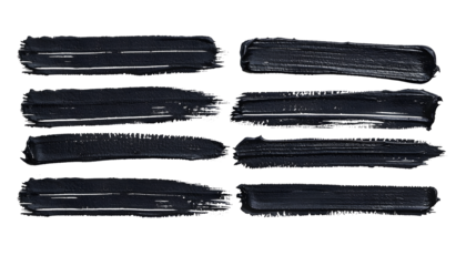 Set of black marker paint texture. Strokes isolated on white background