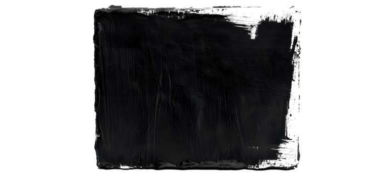 Square block of black paint texture isolated on white background with clipping mask (alpha channel) for quick isolation.