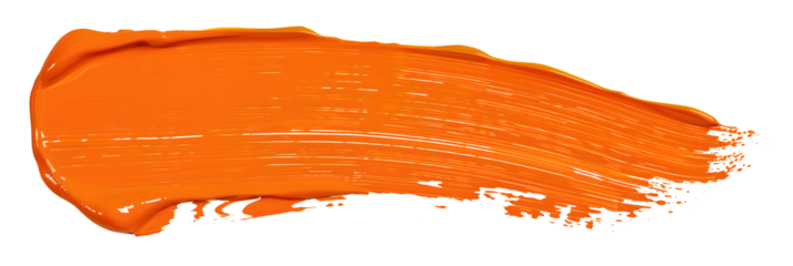 Orange stroke of paint isolated on transparent background