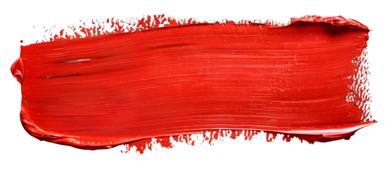 Red block stroke of paint isolated on transparent background