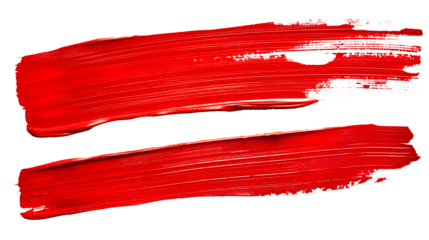 Set of red marker paint texture. Stroke isolated on transparent background