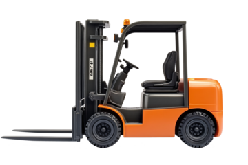 Forklift forklift delivering equipment transparent and white background. AI generate. PNG
