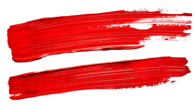 Set of red marker paint texture. Stroke isolated on transparent background