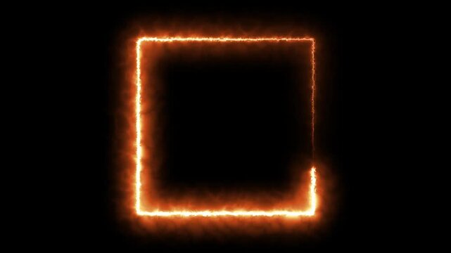 Fire effect animate with square shape line. video footage. 4k