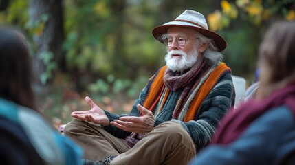 23. A Quaker elder sharing insights during a peaceful gathering