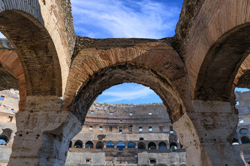 Interior view of the Colosseum in Rome, Italy