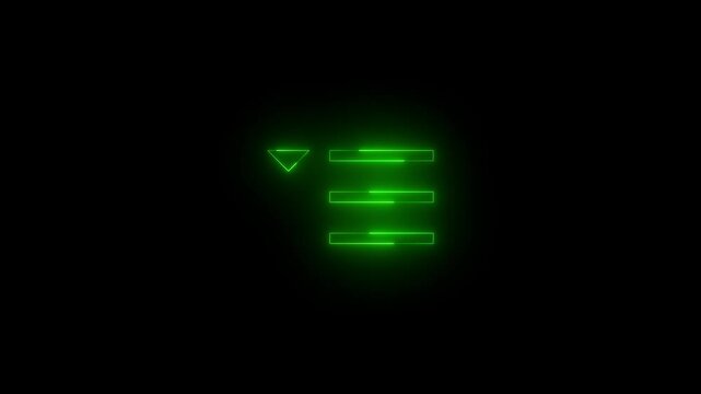 Neon show bcc icon green glowing black background animation