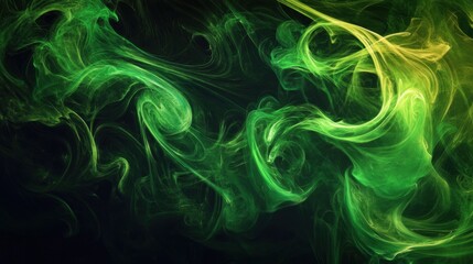 Fototapeta premium Green smoke black background. Generative AI