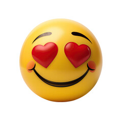 Fototapeta premium Smiling emoji with hearts for eyes