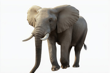 Obraz premium A beautiful elephant against white background.