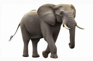 Obraz premium A beautiful elephant against white background.