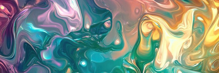 Galaxy inspired holographic texture with metallic swirls of iridescent colors reflecting light