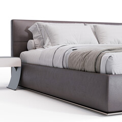 Obraz premium Modern Elegance: Bed for Stylish Bedroom transparent png bedroom furniture architectural visualization interior shadow 3d contemporary