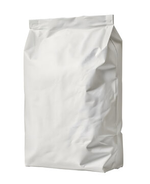 Blank white paper bag package of flour with shadow isolated on transparent background