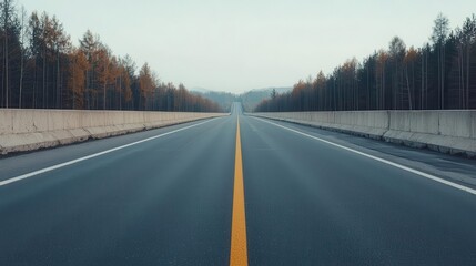 Fototapeta premium Highway surrounded by tall sound walls and overpasses, highway sound walls, noise control