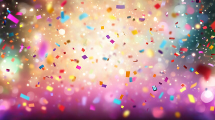 Celebration and colorful confetti party. Blur abstract background, Colorful winner celebration scene with an explosion.