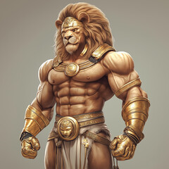 Fototapeta premium A lion character for slot game, video game, mobile game, Illustration