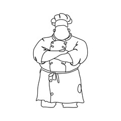 Dessin en ligne continue d'un chef cuisinier, lineart, vecteur