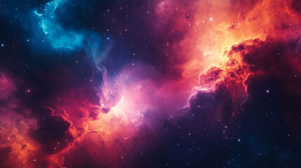 Colorful cosmic nebula veiled in space dust, a celestial spectacle, Cosmic Dreamscapes: Swirling Galaxies Meet Stormy Landscapes.