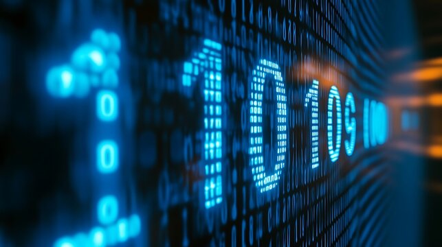 A digital clock counting down in binary code