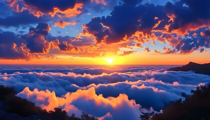 Dreamy Dusk Over a Sea of Clouds