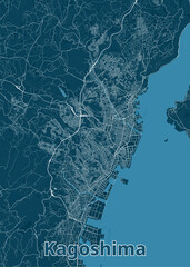 Kagoshima, Japan artistic map poster