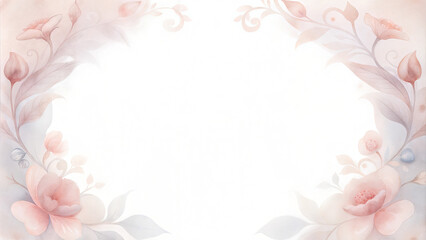 Obraz premium Delicate watercolor floral frame with copy space for greeting cards or invitations concept