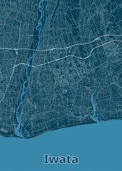 Iwata, Japan artistic map poster